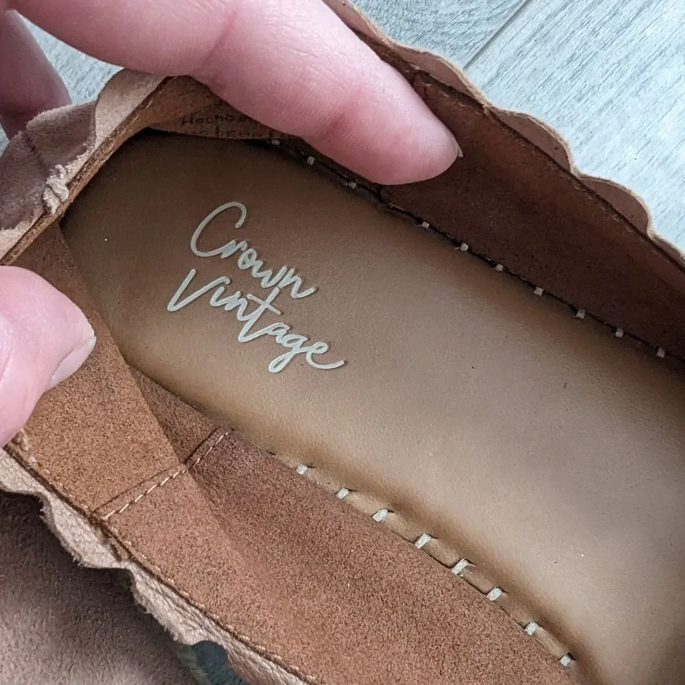 Crown Vintage BRAE Espadrilles Blush Pink Suede Flat Slip on Sz 8